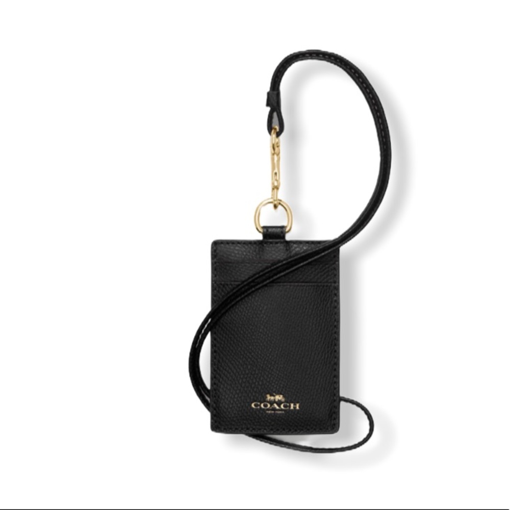 NWT - Coach ID Lanyard Card Holder - Black & Gold - Picture 3 of 8